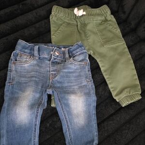Cat & Jack Blue Denim and Green Jogger Pants